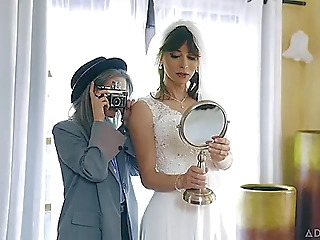 Shemale Bride's Wild Wedding Day Fuck with Young Female Photographer