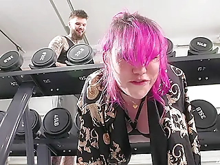 Shemale's Steamy Gym Session with a Monster Dick